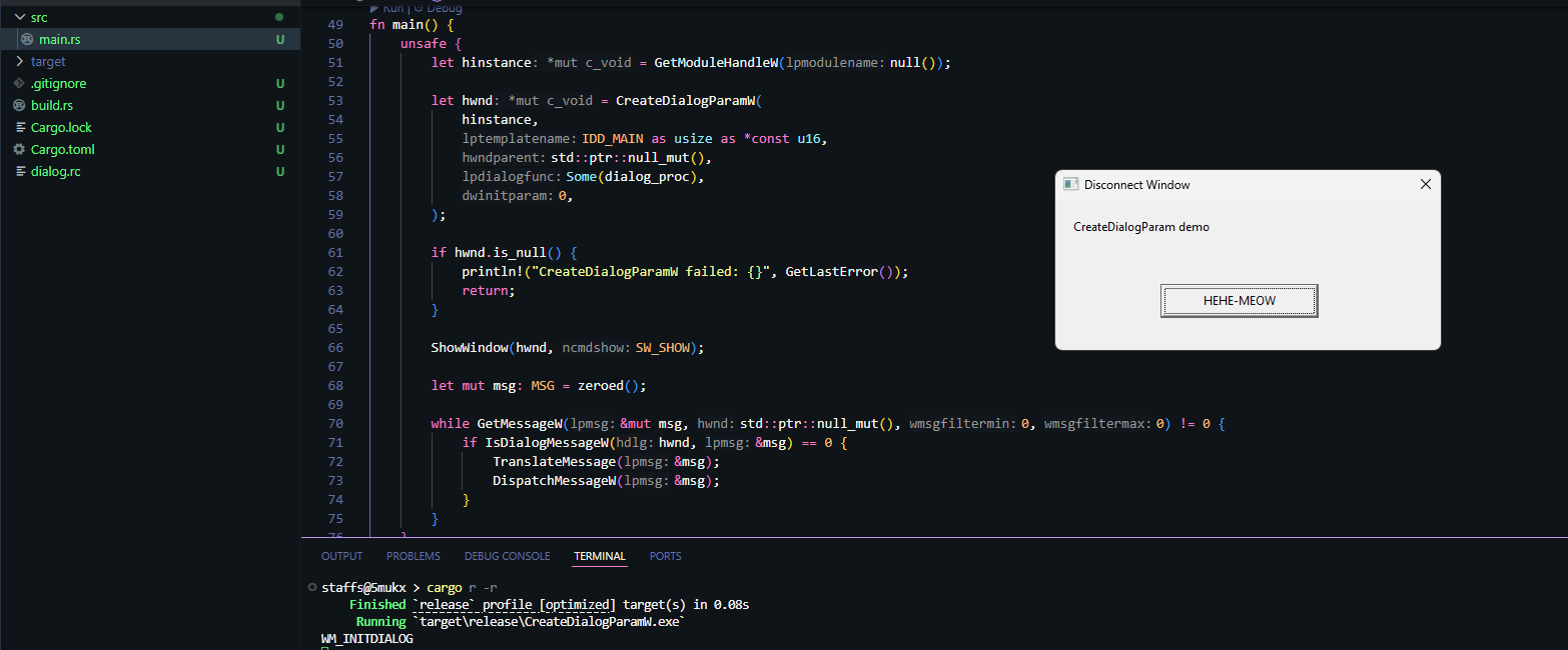 CreateDialogParam program output